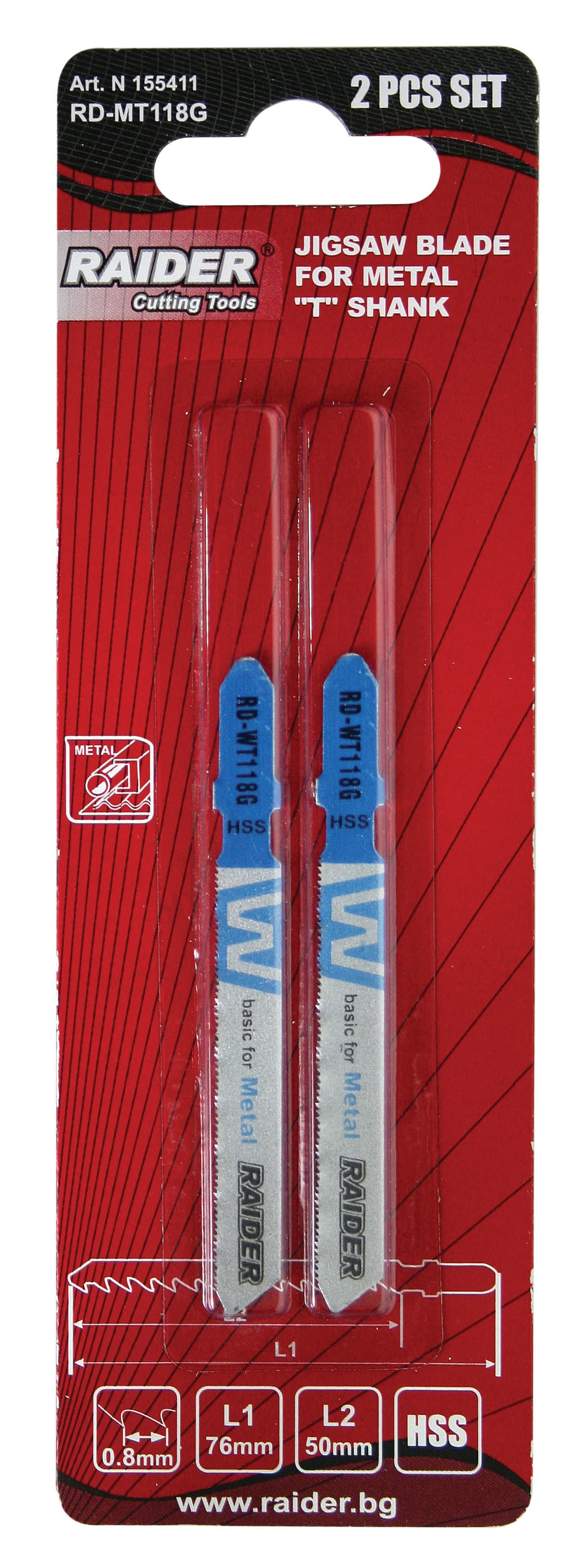 Нож за зеге за метал Raider RD-MT118G 76мм / 2 броя