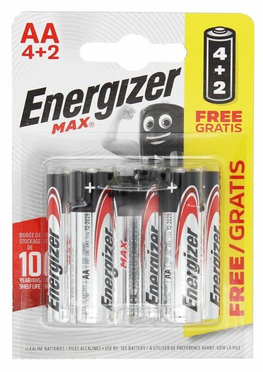 Алкална батерия Energizer Max LR6 AA блистер 4+2 броя