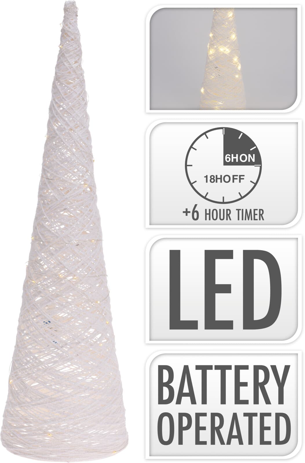 Коледна светеща декорация Cone 30 LED 60см