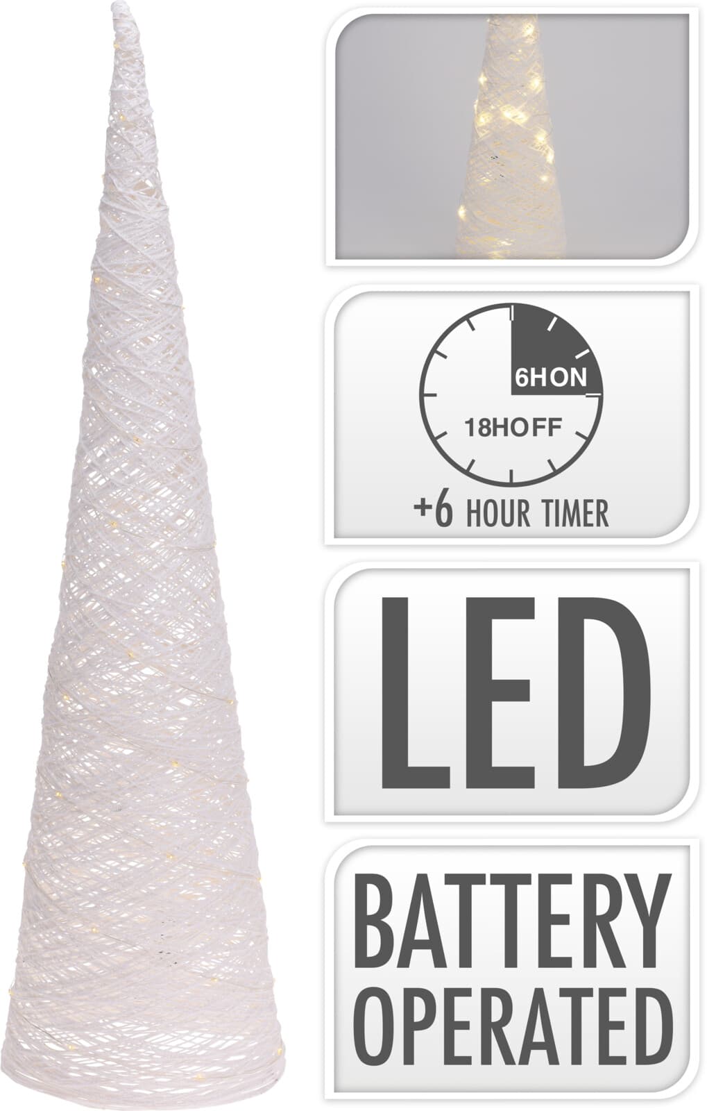 Коледна светеща декорация Cone 40 LED 80см