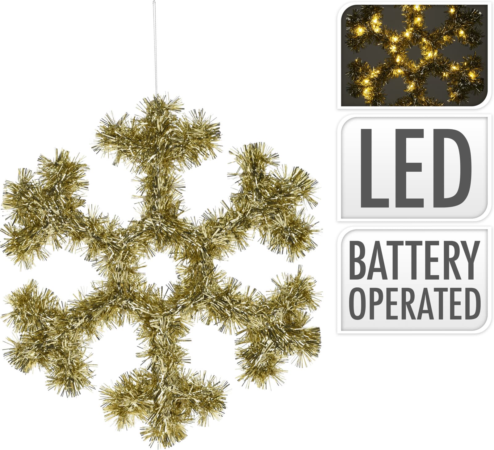 Коледна светеща LED снежинка 32см