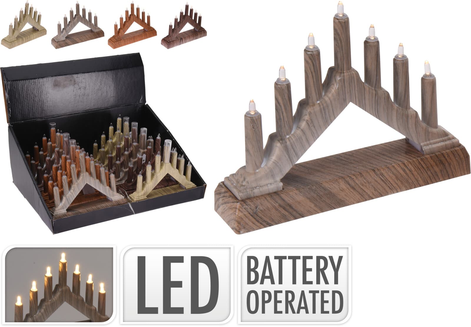Коледен свещник Bridge 7 LED / 15,7x3,7x13,3см 