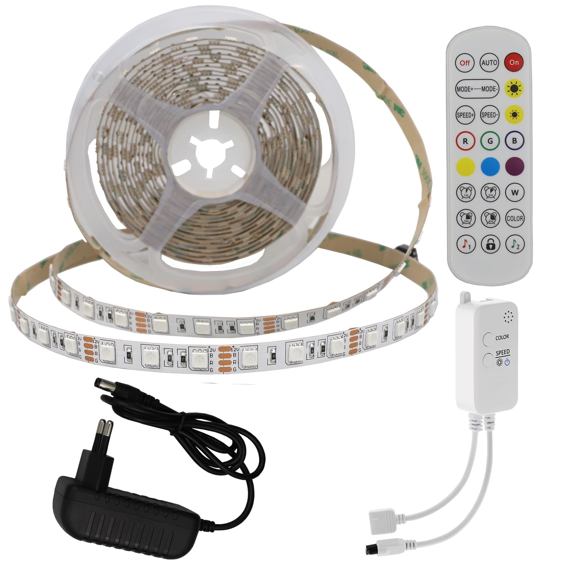 Комплект 60 LED RGB лента Optonica с адаптер, Bluetooth и дистанционно