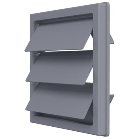 Изходна решетка с жалюзи и фланец ASA plastic 1515K12.5F ø125/150х150мм сива 