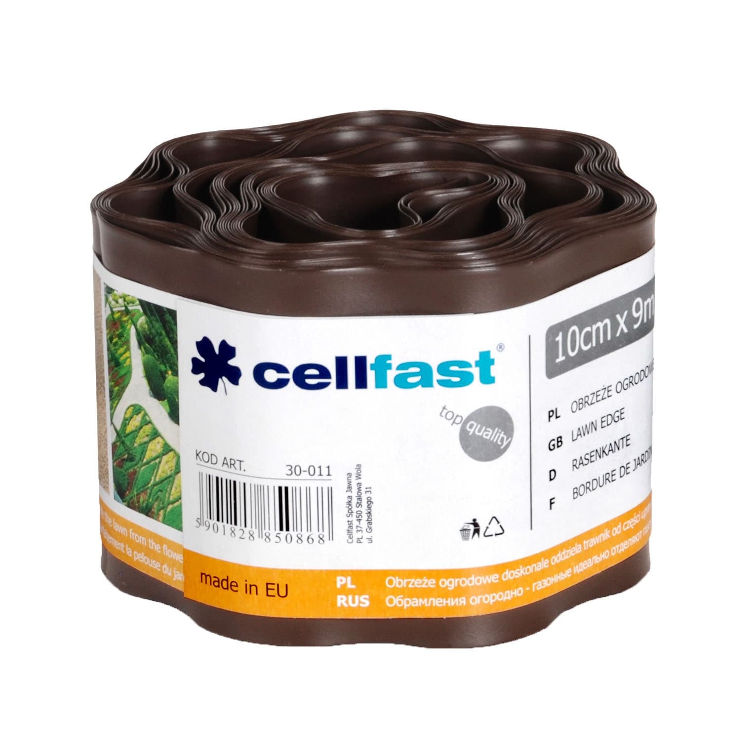 Ограничител за трева Cellfast зиг-заг 10см x 9м / Кафяв