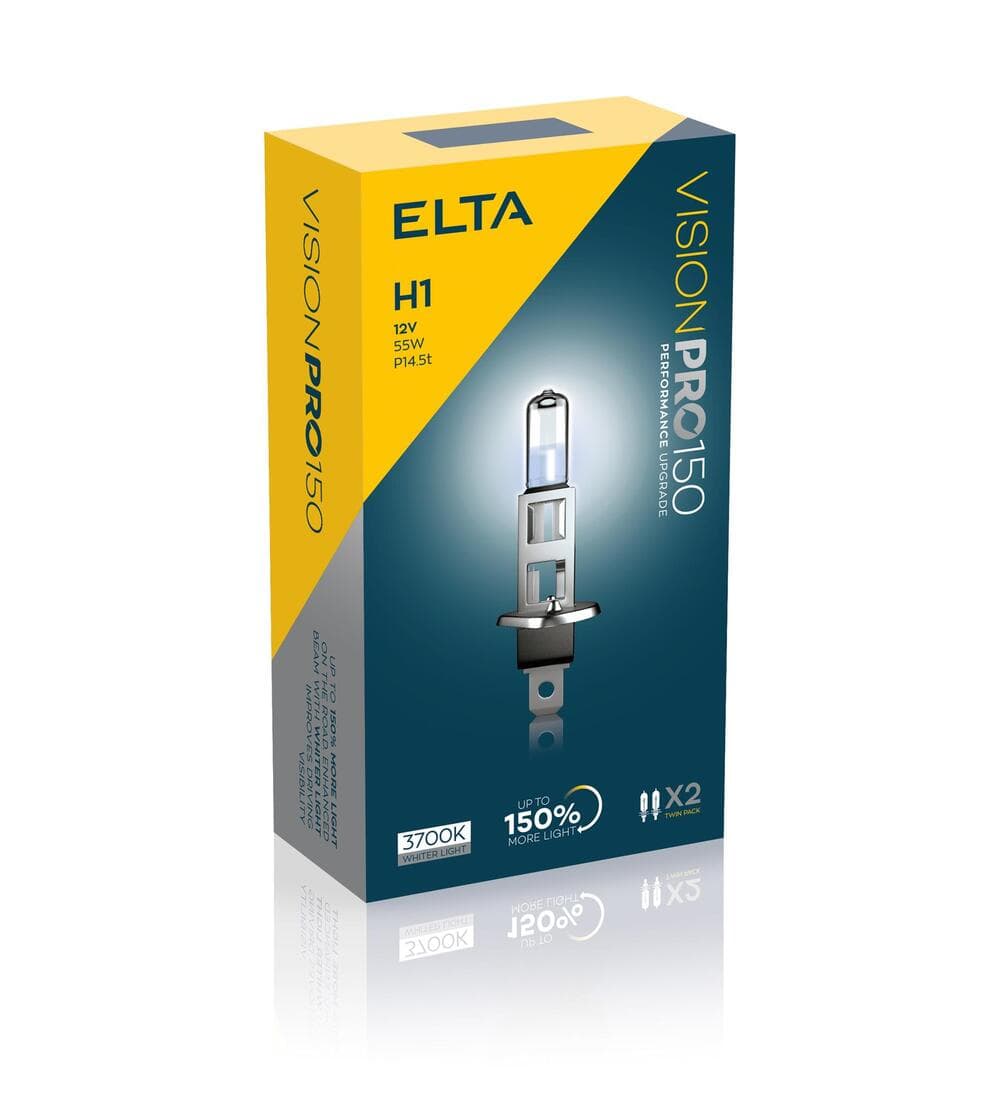 Усилена автомобилна крушка Elta H1 +150% 55W / 2 броя