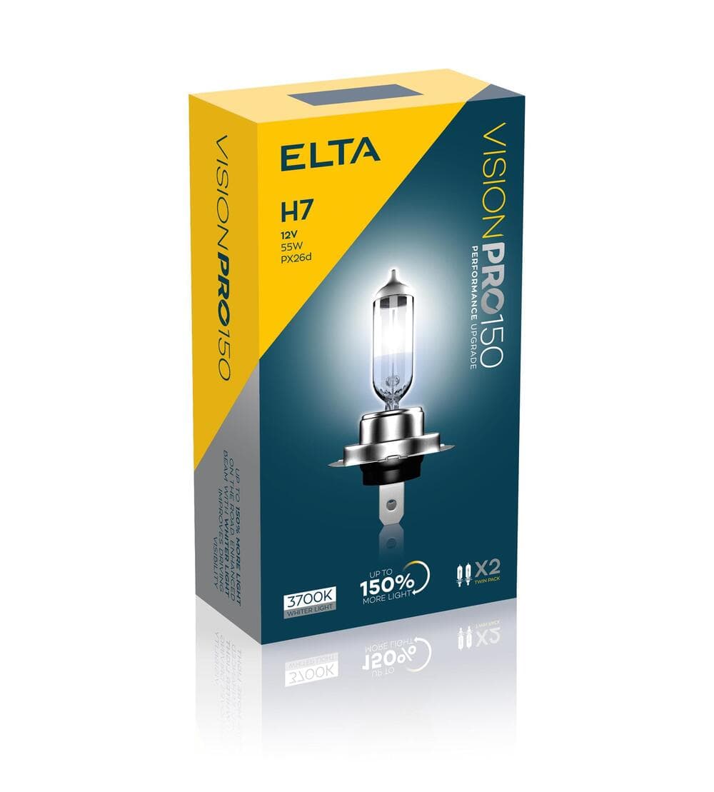 Усилена автомобилна крушка Elta H7 +150% 55W / 2 броя
