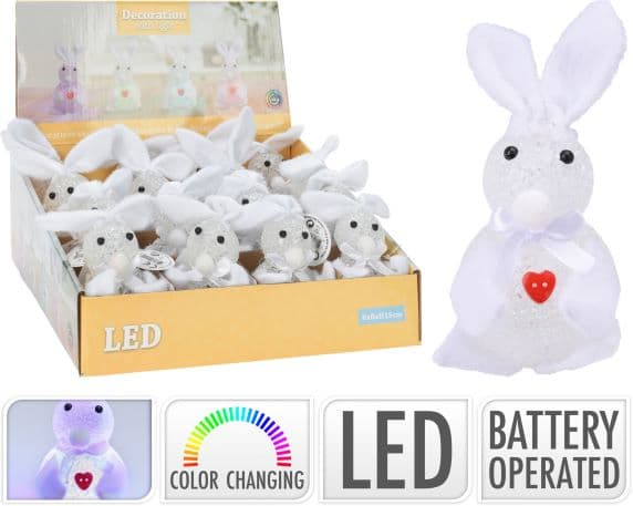 Великденско светещо зайче LED RGB 15см