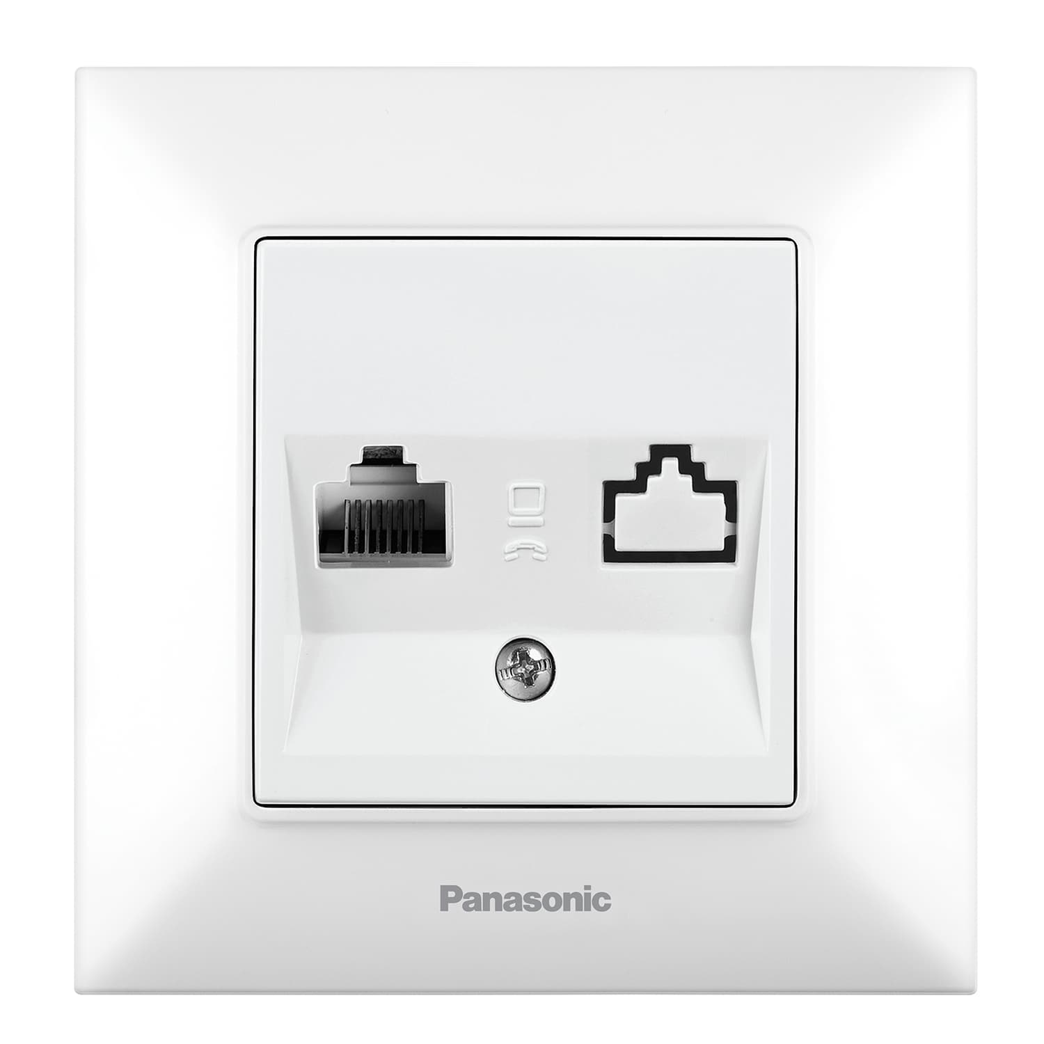 Телефонна розетка Cat3 RJ11 Аркедия Слим Panasonic бяла