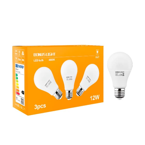LED крушка Е27 12W 4000K / 3 броя