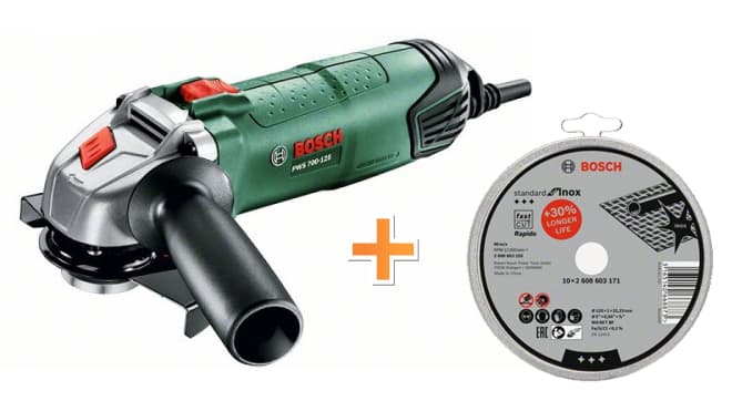 Ъглошлайф Bosch PWS 700-125  701W 125 мм + 10 диска за рязане Standard For Inox  