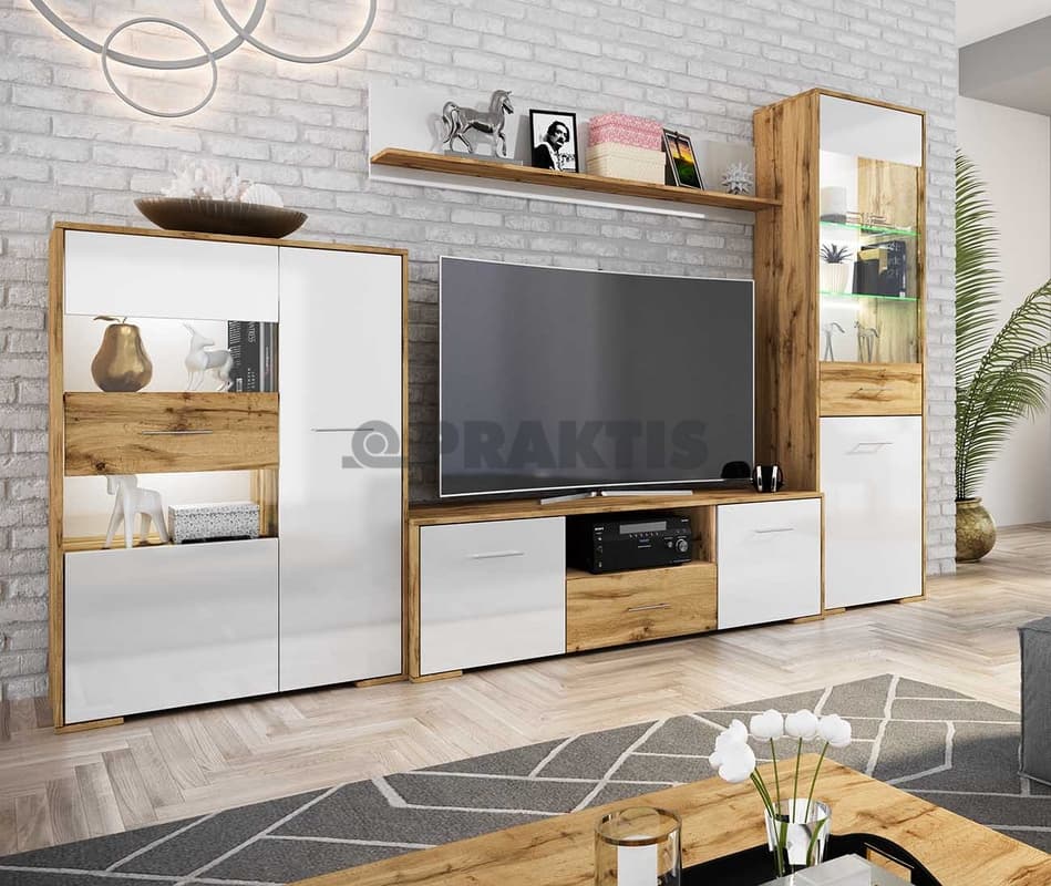 Секция City 6060 Дъб дакота / Бяло гланц хайглос
