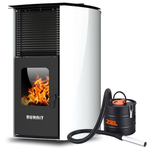 Пелетна камина Burnit Advant V2 13 с водна риза / бяла 13 kW + прахосмукачка за пепел