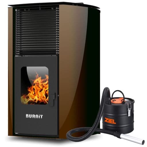 Пелетна камина Burnit Advant V2 13 с водна риза / кафява 13 kW + прахосмукачка за пепел
