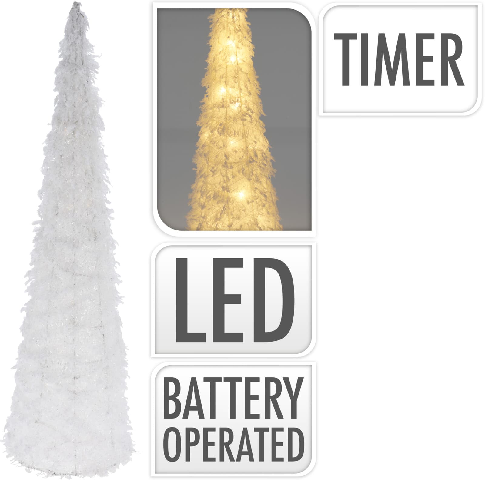 Коледна елха Конус 20 LED бяла 60см