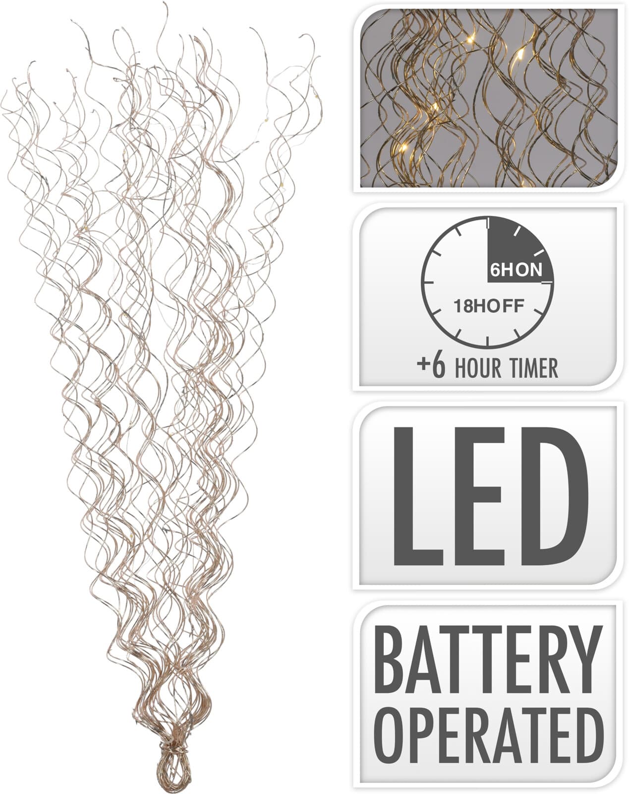 Коледни светещи клони Gold 20 LED 60см
