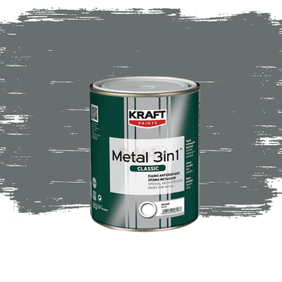 Емайллак 3 в 1 Kraft 302 тъмносив гланц 0.75л