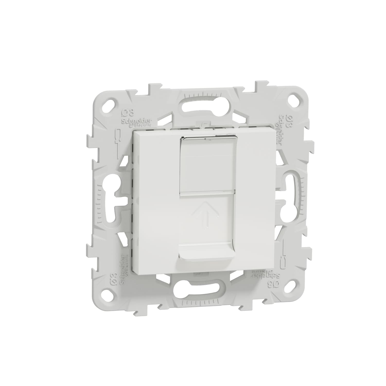 Механизъм за компютърна розетка Unica NU541118 RJ45 CAT.5e бял 