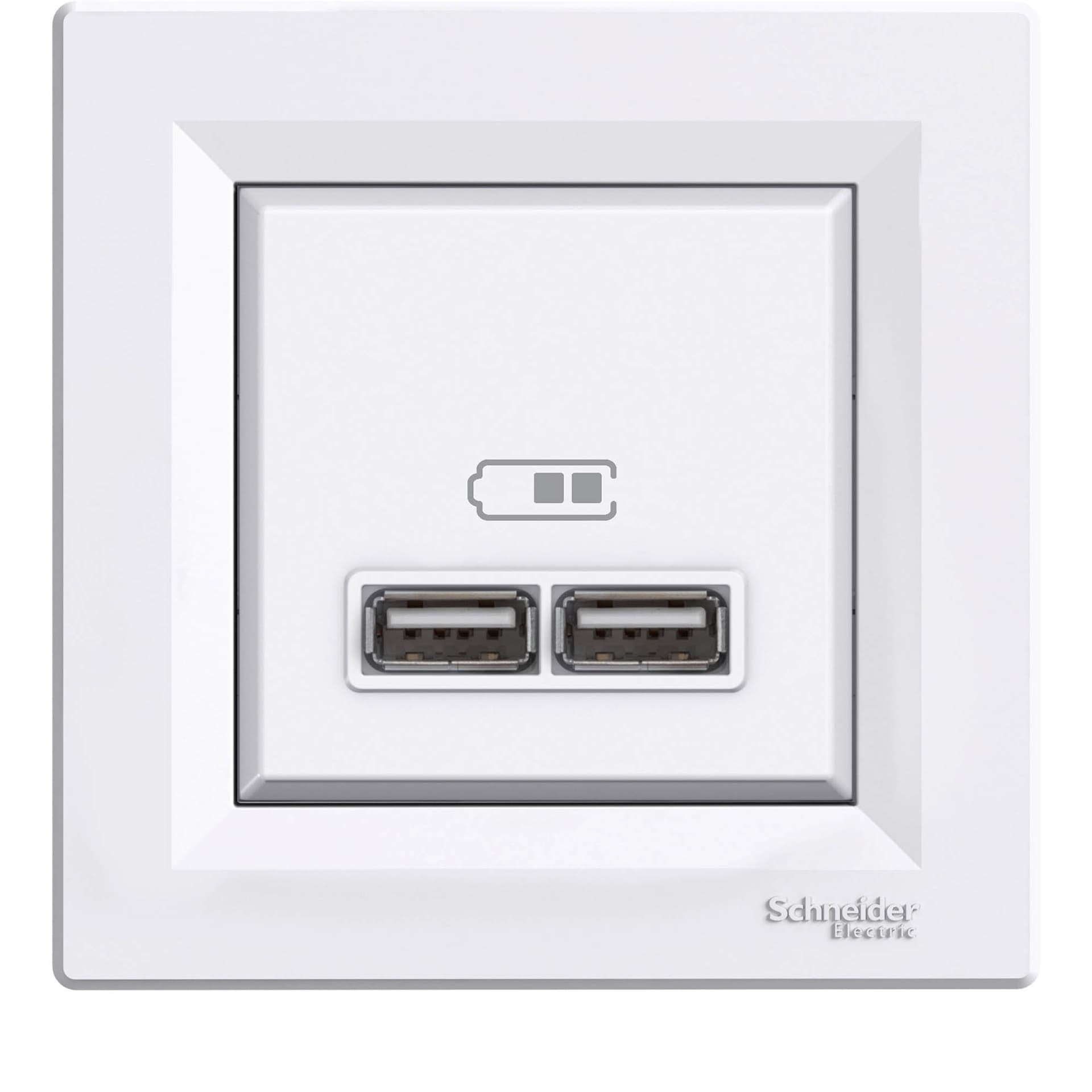Розетка 2xUSB 2.1A Asfora EPH2700221 бял 