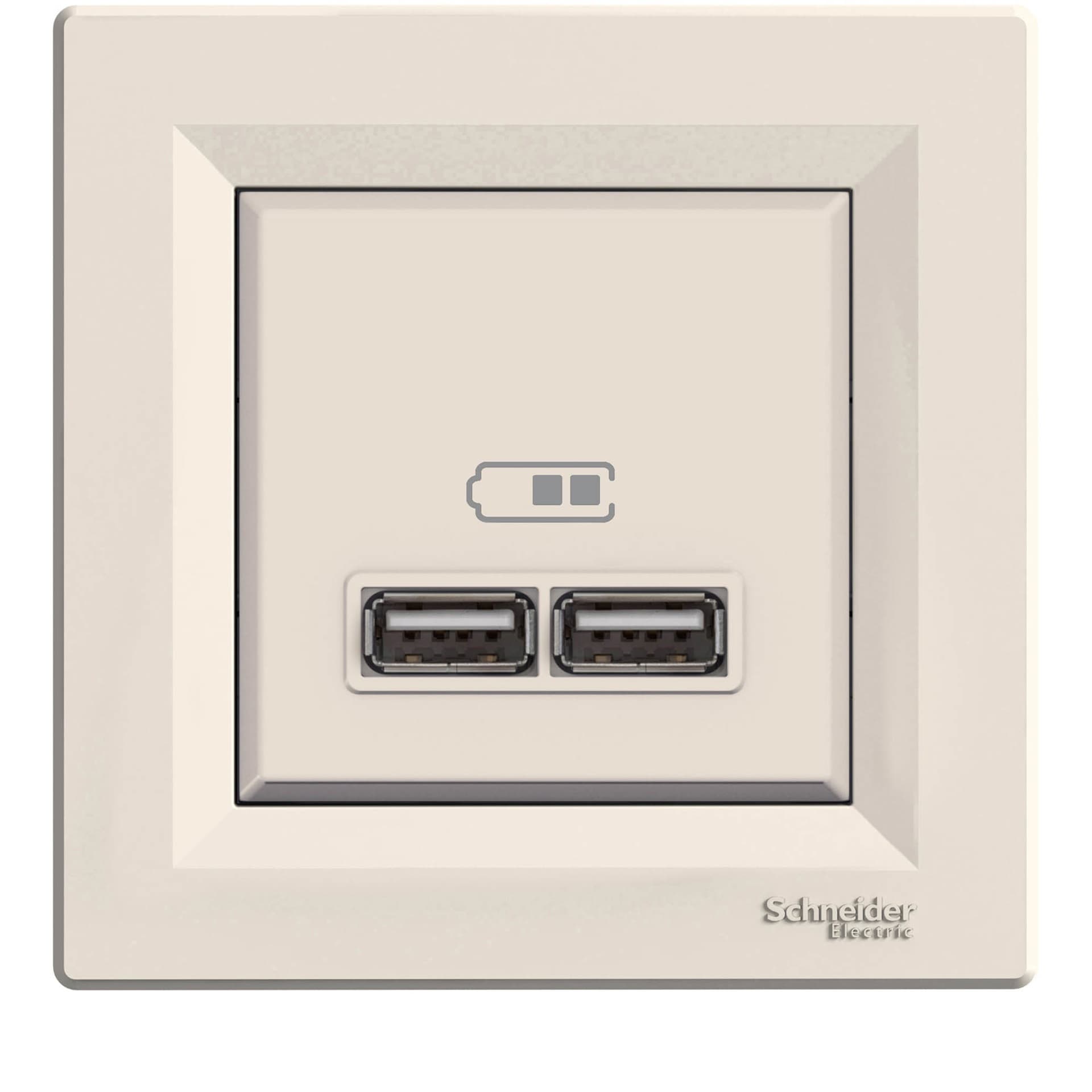 Розетка 2xUSB 2.1A Asfora EPH2700223 крем 