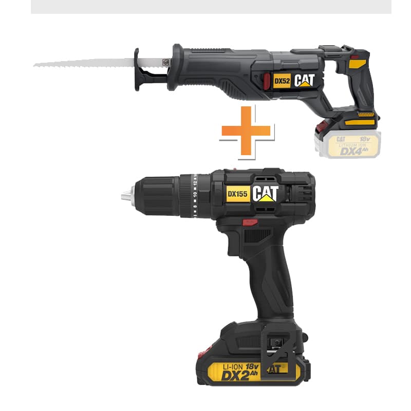 Акумулаторен саблен трион CAT DX52B + Акумулаторен винтоверт CAT DX155