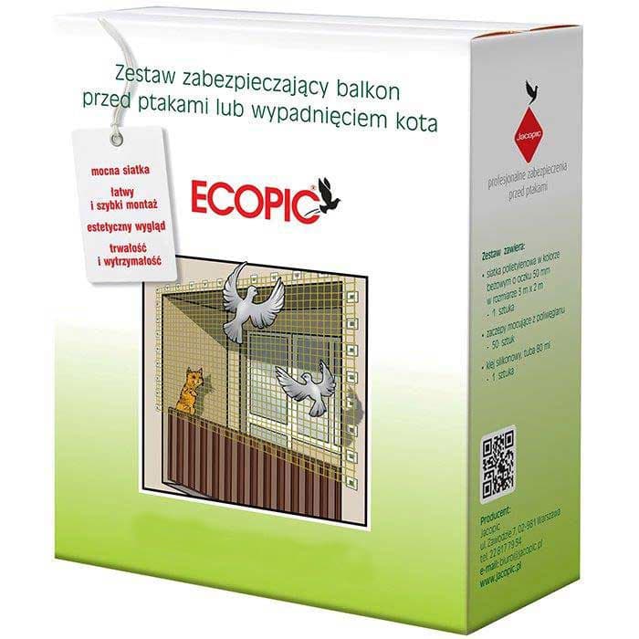 Предпазна мрежа за балкон против птици и падане на котки Ecopic 6x3м