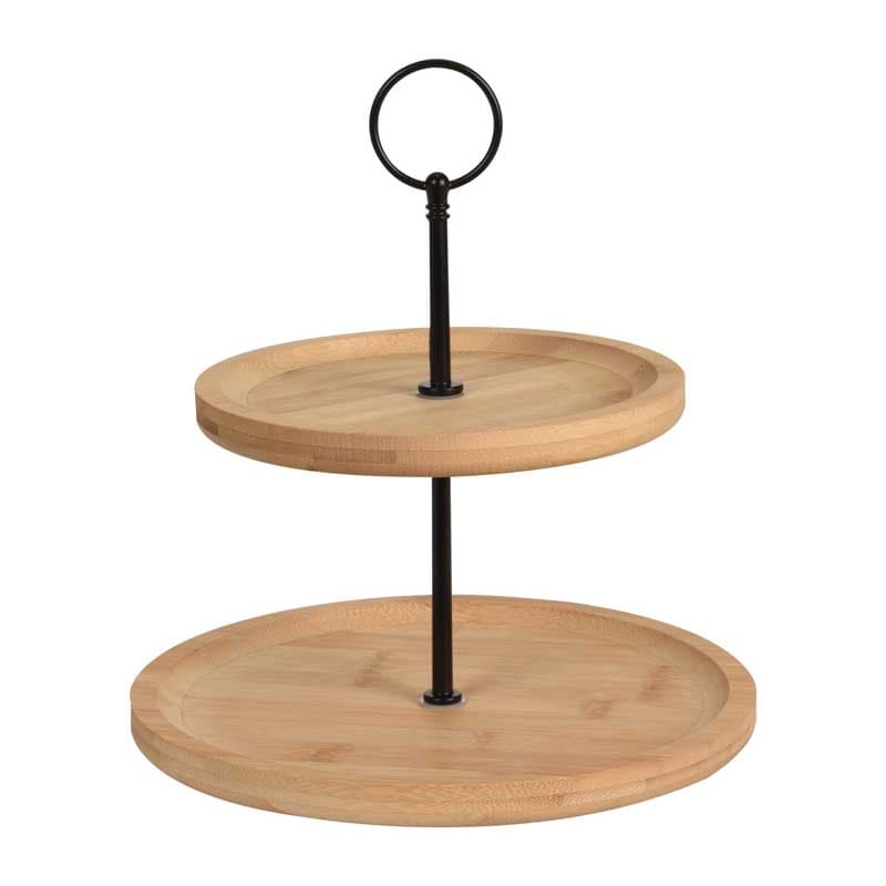 Поднос за храна на 2 нива Bamboo кръг 21,5х23,5см
