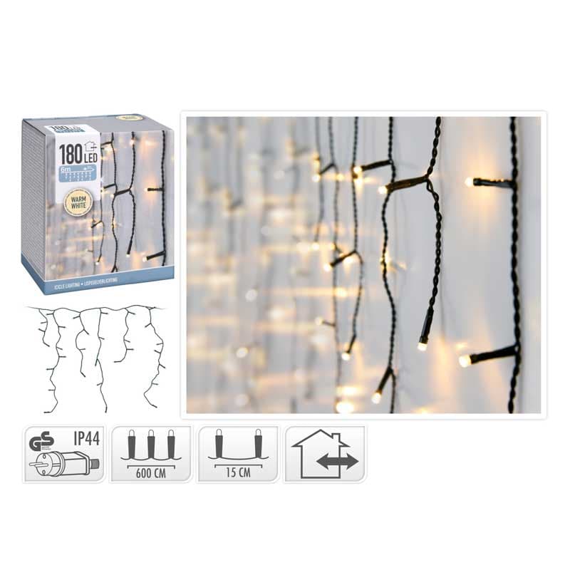 Коледни ледени висулки 180 LED топла светлина IP44