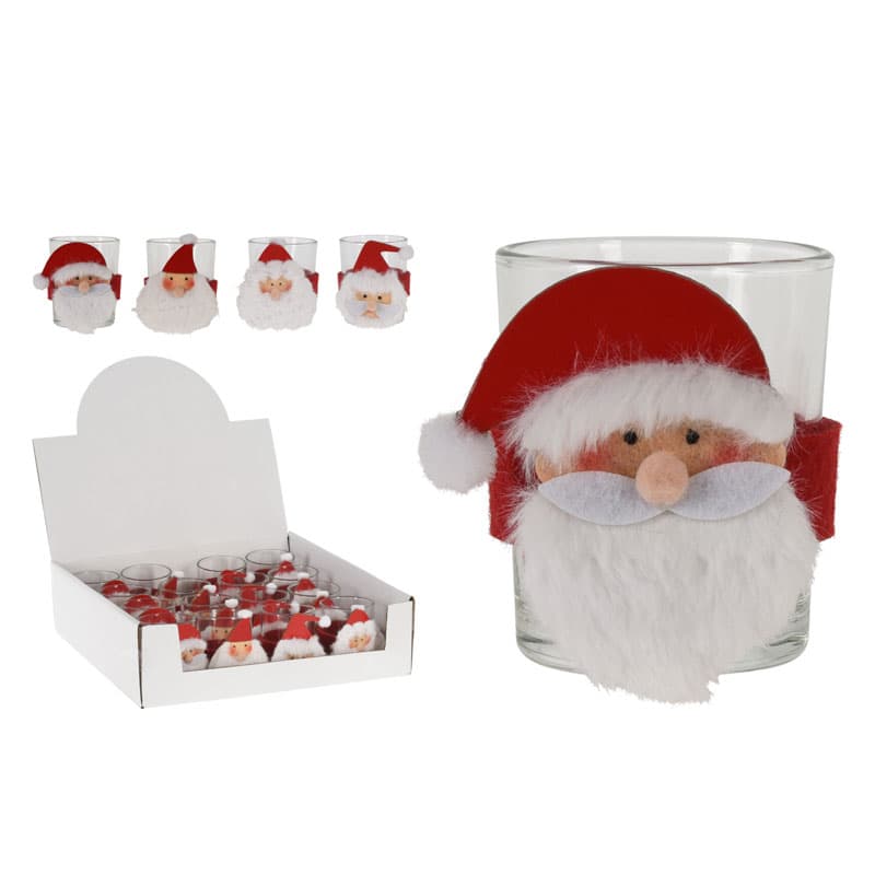 Коледен свещник за чаена свещ Santa 5,5х5,5х7см