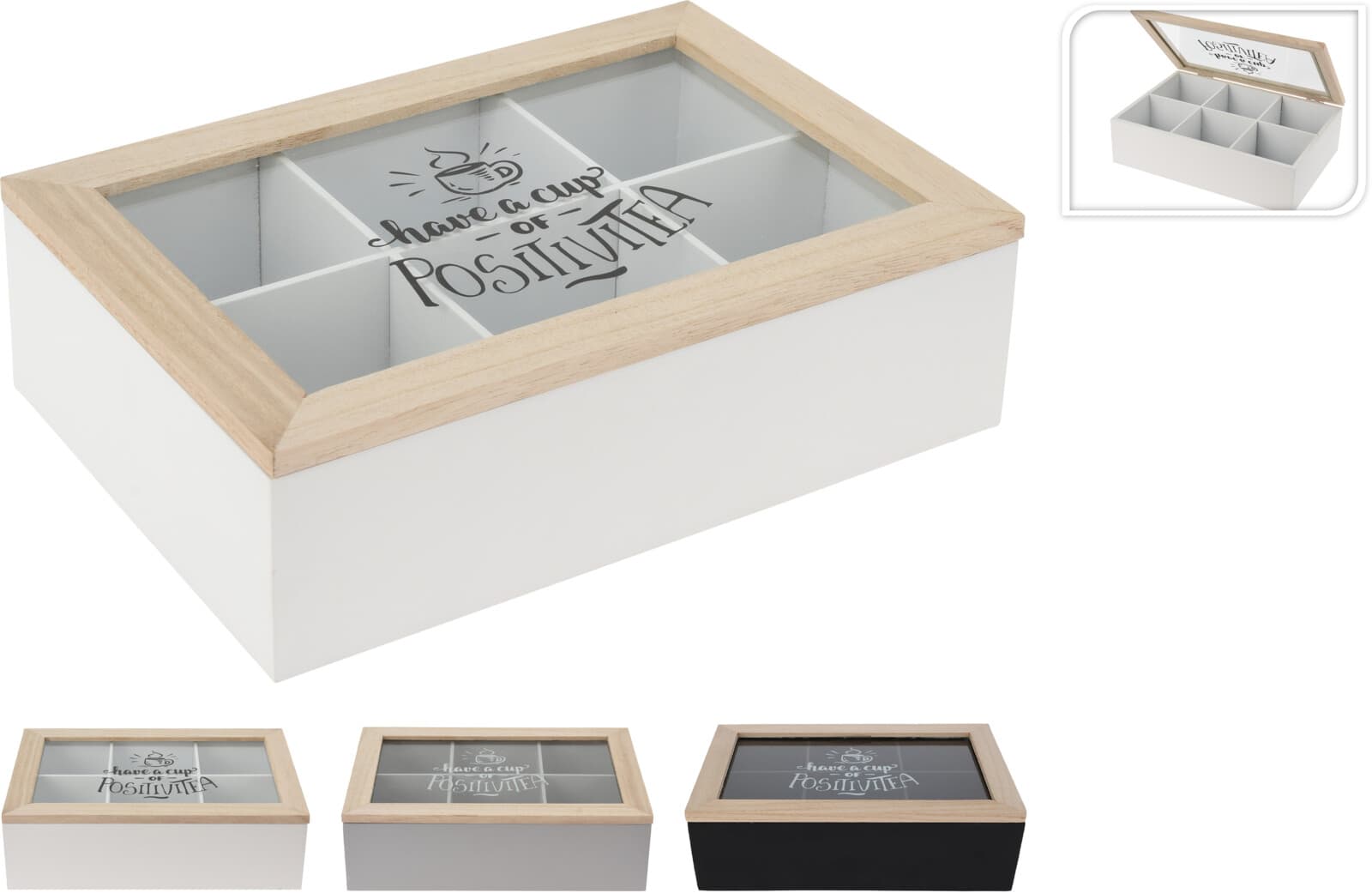 Кутия за чай дърво 24x16.5x7 см