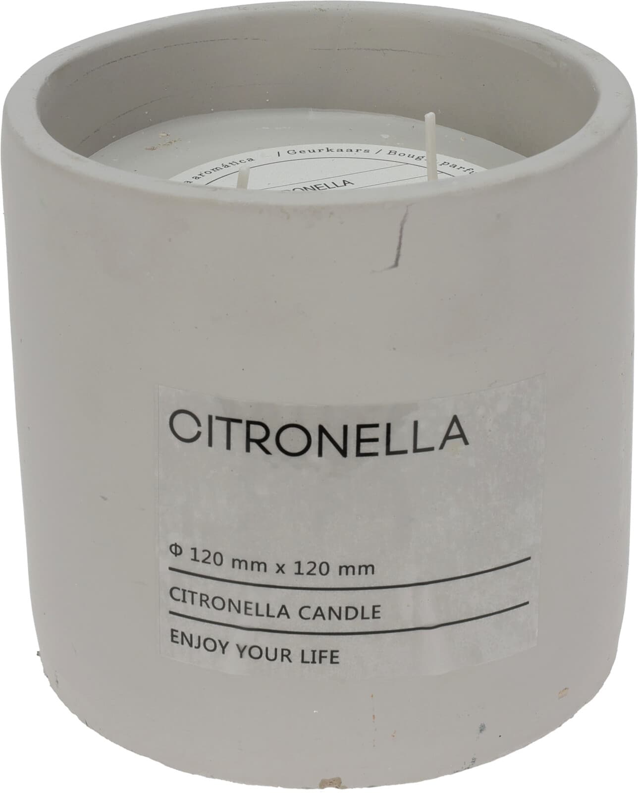 Свещ Citronella Бяла/Сив 12 см 