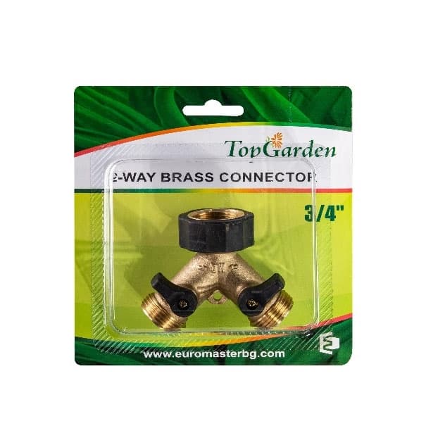 Двоен месингов разклонител с кранове Top Garden 3/4'' 