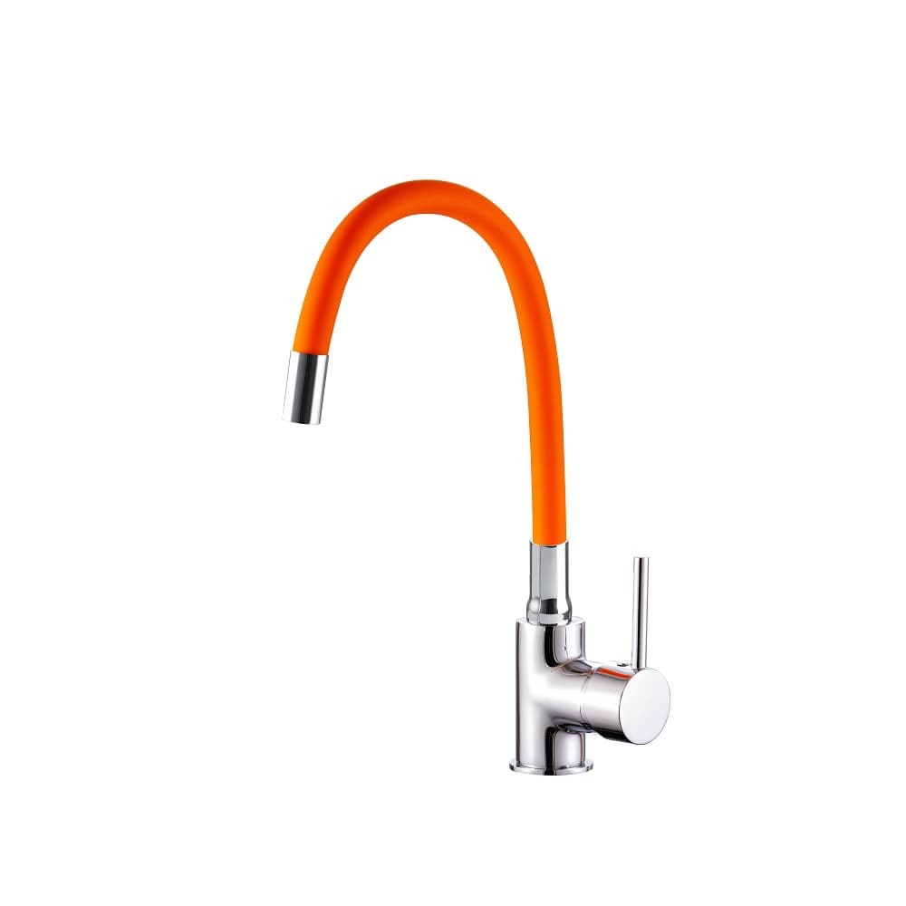 Едноръкохватков смесител за кухня с гъвкава тръба Cascada Orange Classic оранжев