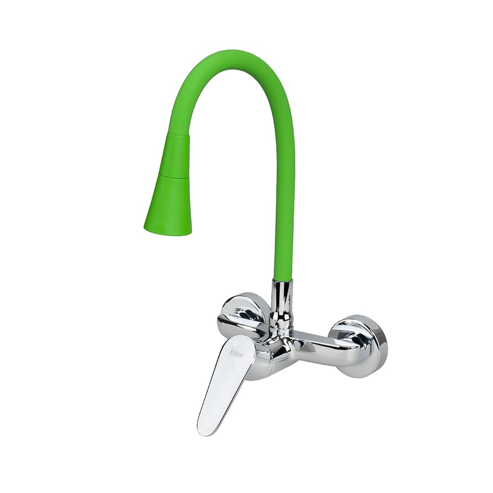 Едноръкохватков смесител за кухня с цветно гъвкаво тяло Cascada Green Flexible зелен