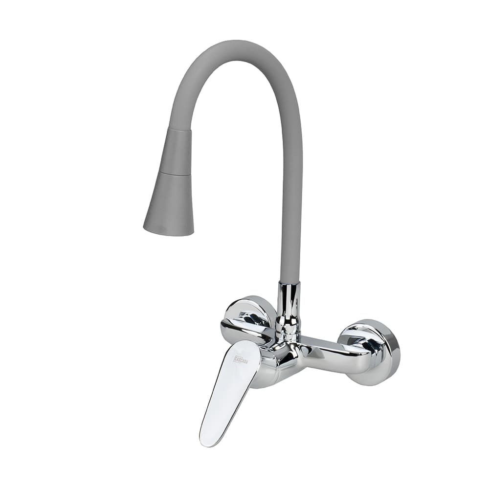 Едноръкохватков смесител за кухня с цветно гъвкаво тяло Cascada Grey Flexible сив