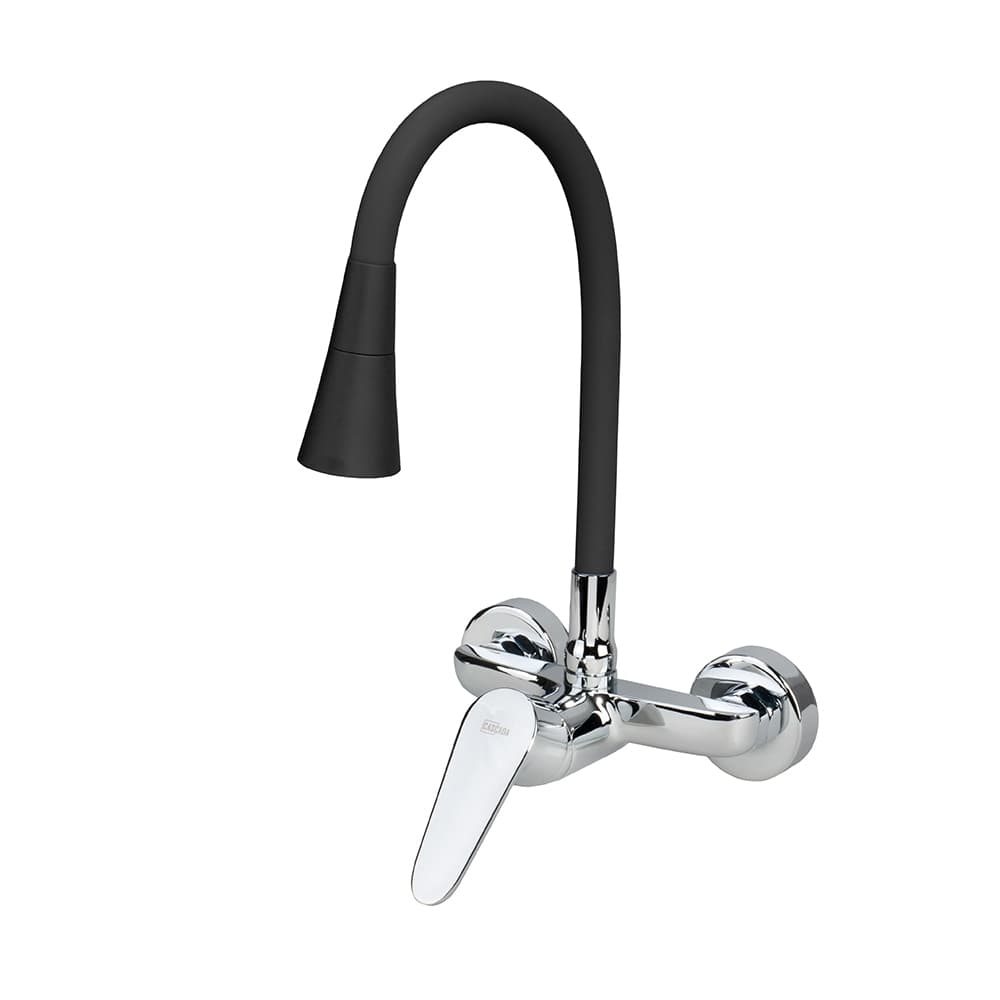 Едноръкохватков смесител за кухня с цветно гъвкаво тяло Cascada Black Flexible черен