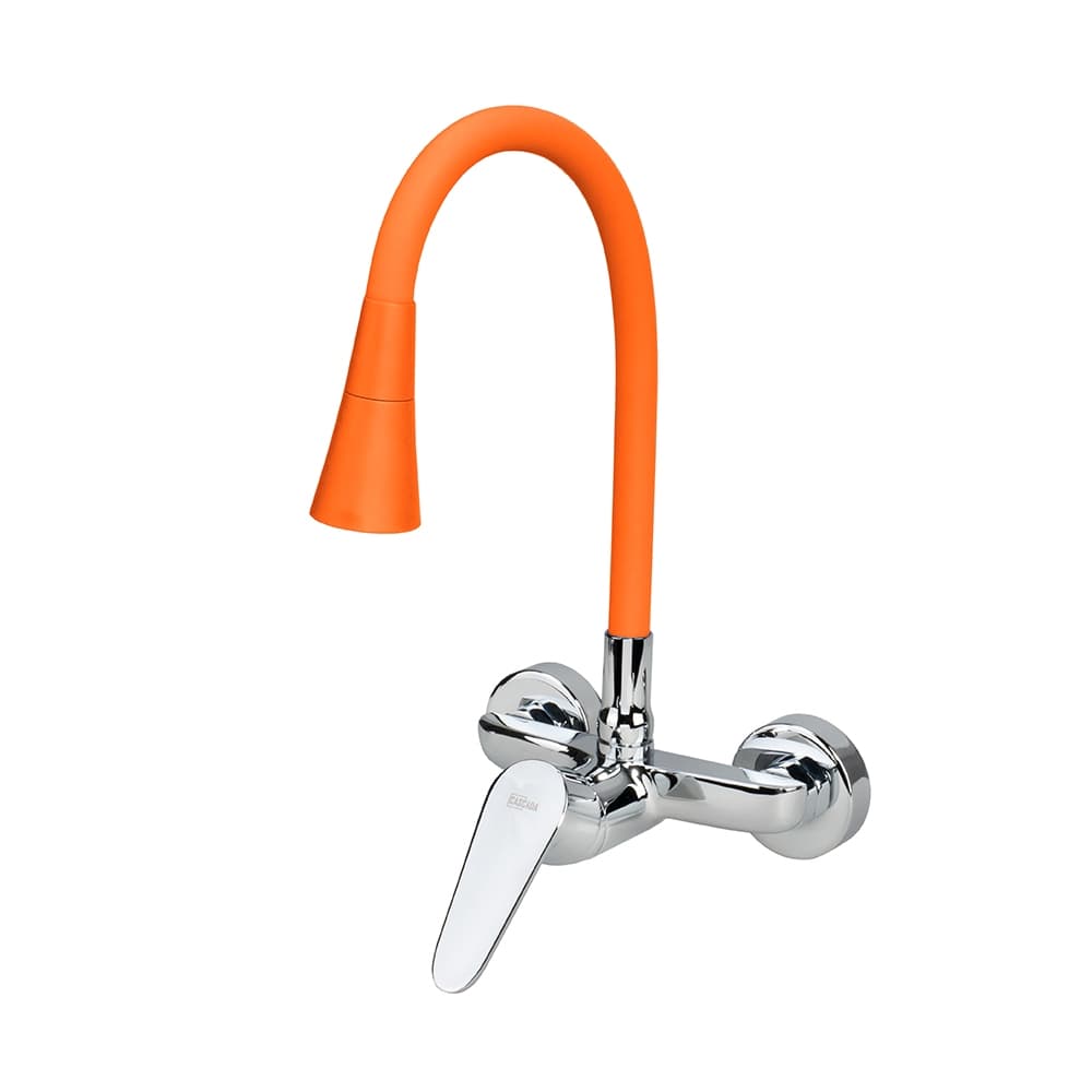 Едноръкохватков смесител за кухня с цветно гъвкаво тяло Cascada Orange Flexible оранжев