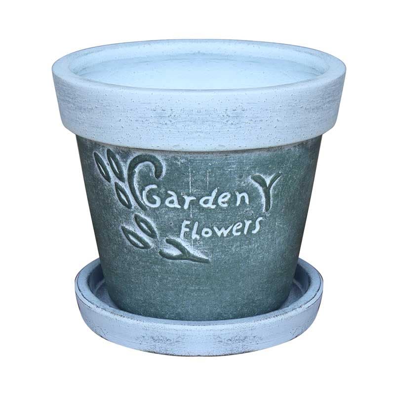 Саксия с подложка Garden Flowers ø15xH13см сива