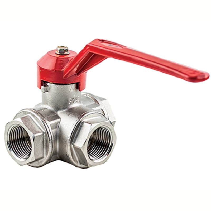 Сферичен трипътен кран PN50 с L-пропускане 3/4"