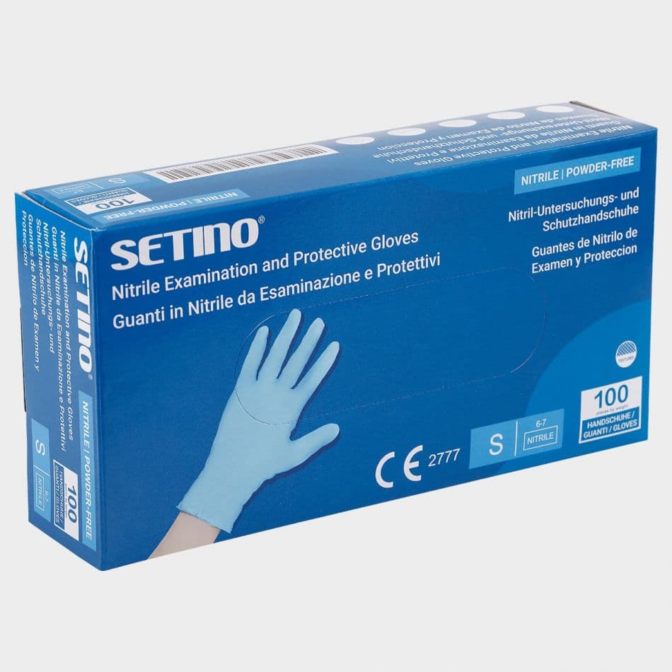 Pъкавици за еднократна употреба от нитрил Setino Nitrile Blue L / 100 броя