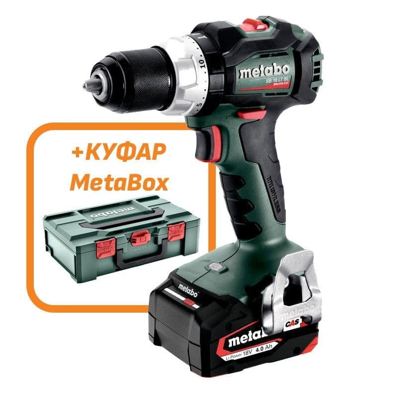 Акумулаторна ударна бормашина Metabo SB 18 LT BL 2x4Ah 18V 75Nm с батерия и зарядно