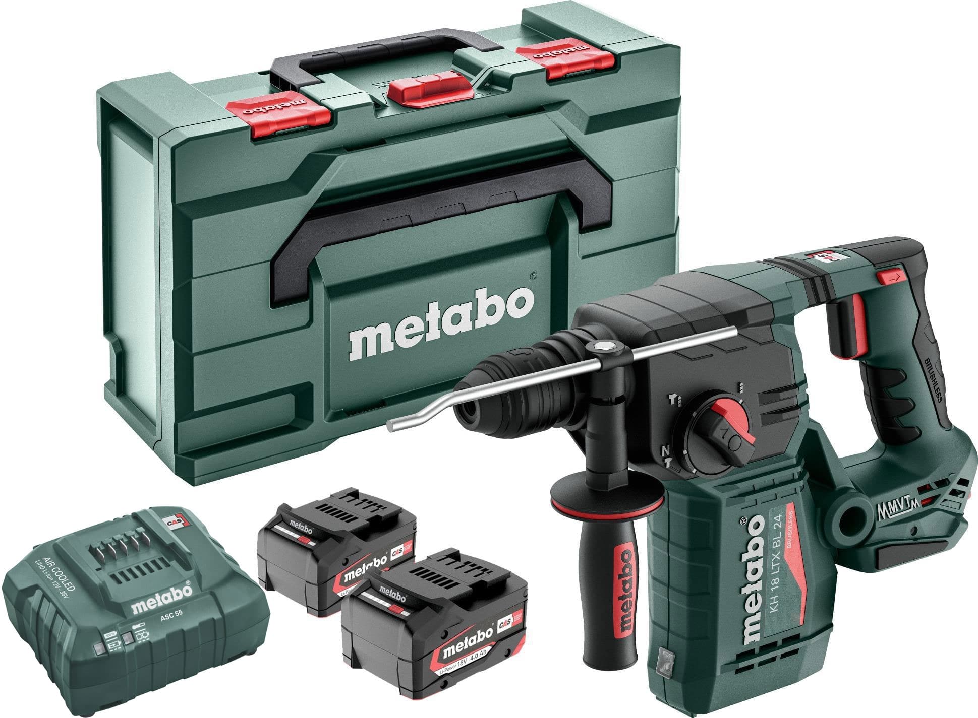 Комплект акумулаторен перфоратор Metabo KH 18 LTX BL 24 + зарядно + 2 батерии
