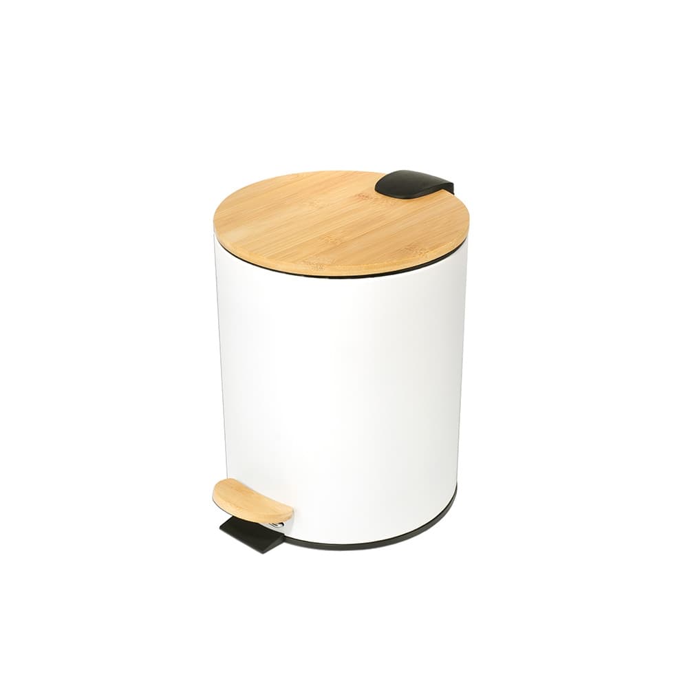 Кош за отпадъци White Bamboo 5л бял с бамбукови елементи 