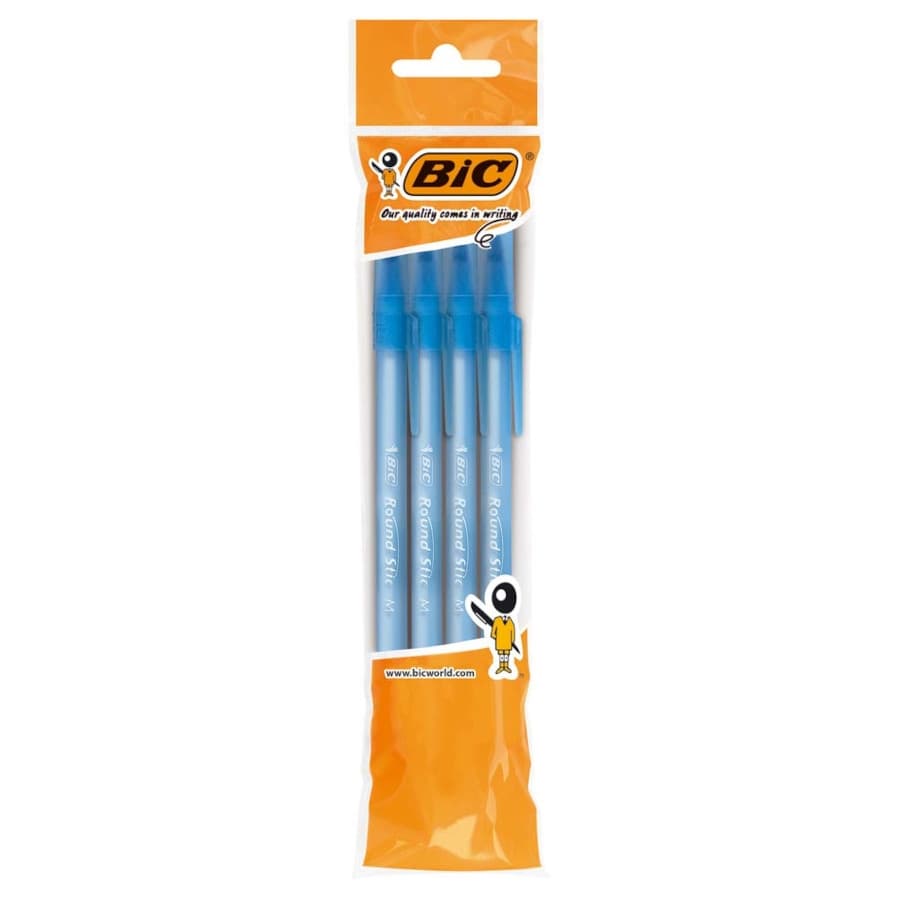 Химикалки сини BIC Roundstic 4 броя