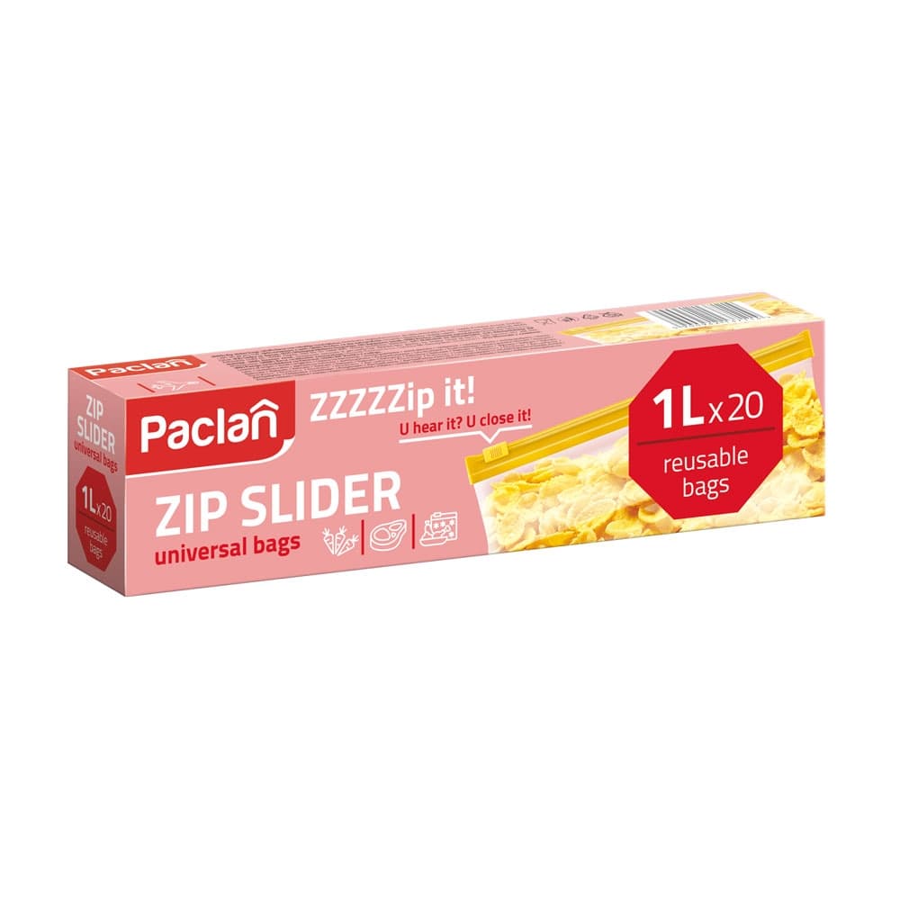 Пликове за храна с цип Paclan ZZZIP IT 1л 20 броя