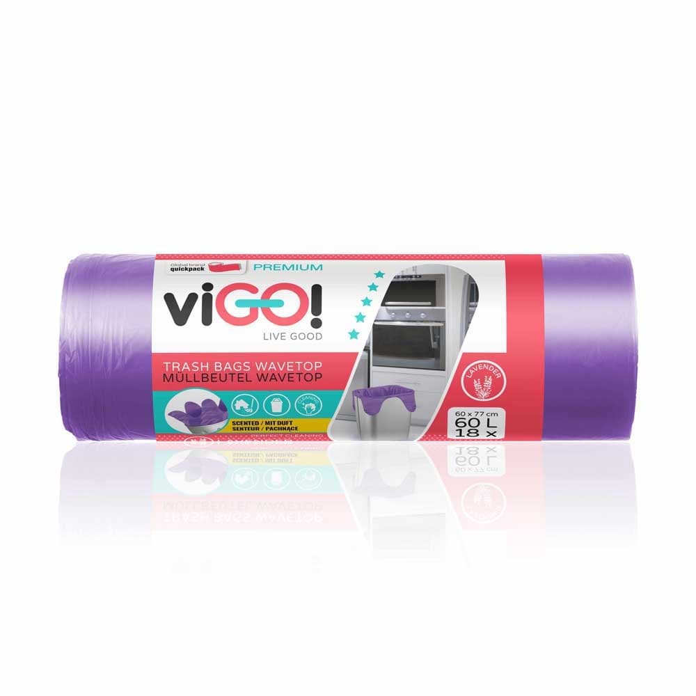 Ароматизирана торба за смет с връзки Vigo Standard Lavender 60л 18 боря