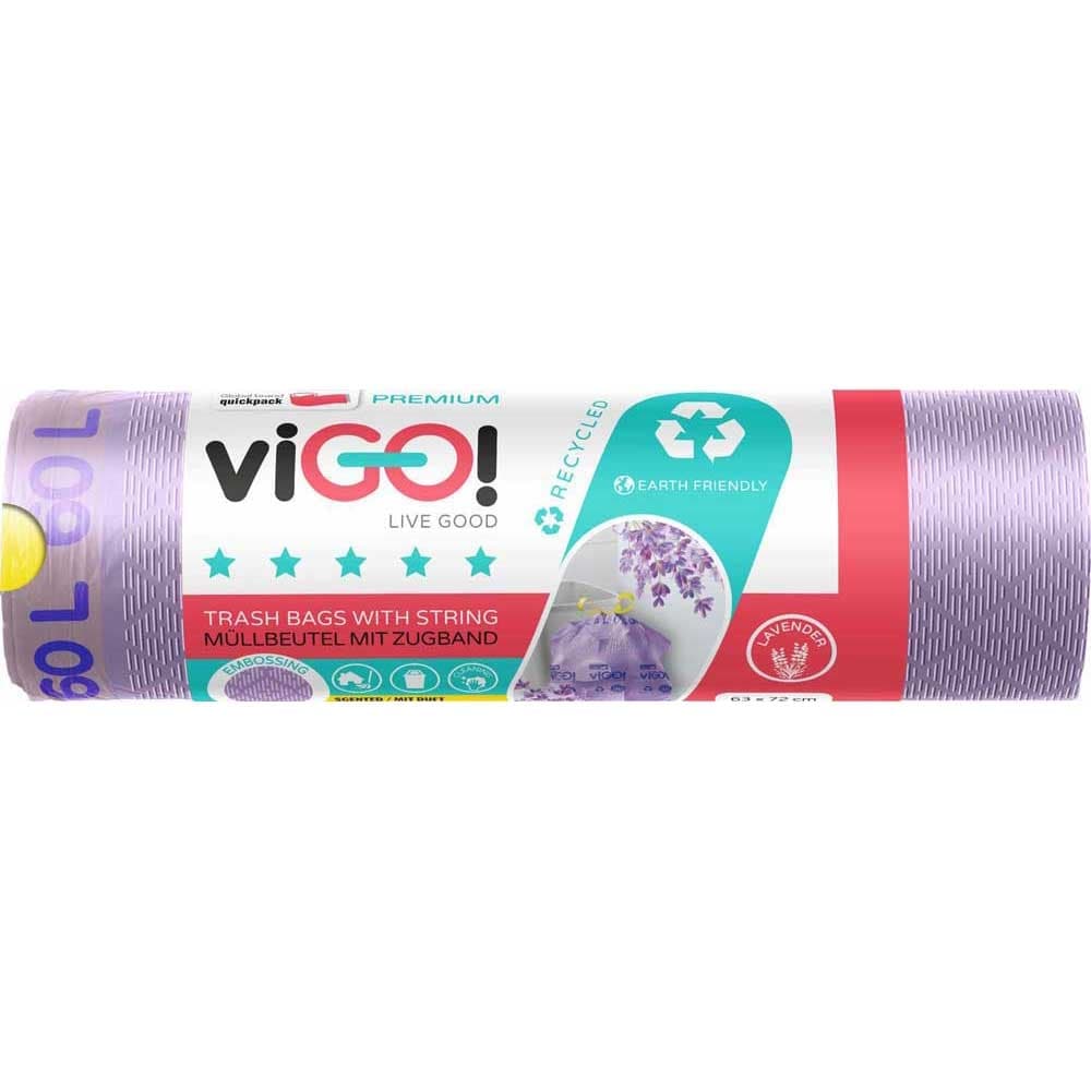 Ароматизирана торба за смет с връзки Vigo Standard Lavender 60л 8 броя