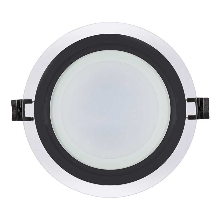 LED стъклен панел Ultralux кръг черен ринг 18W 4200K IP44 