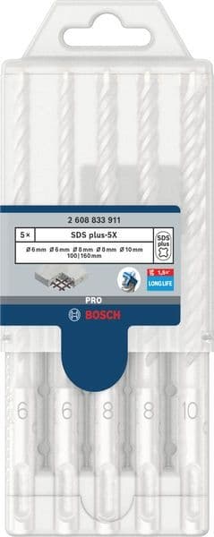 Комплект свредла за перфоратор Bosch Pro SDS plus-5X ø6-10мм / 5 части