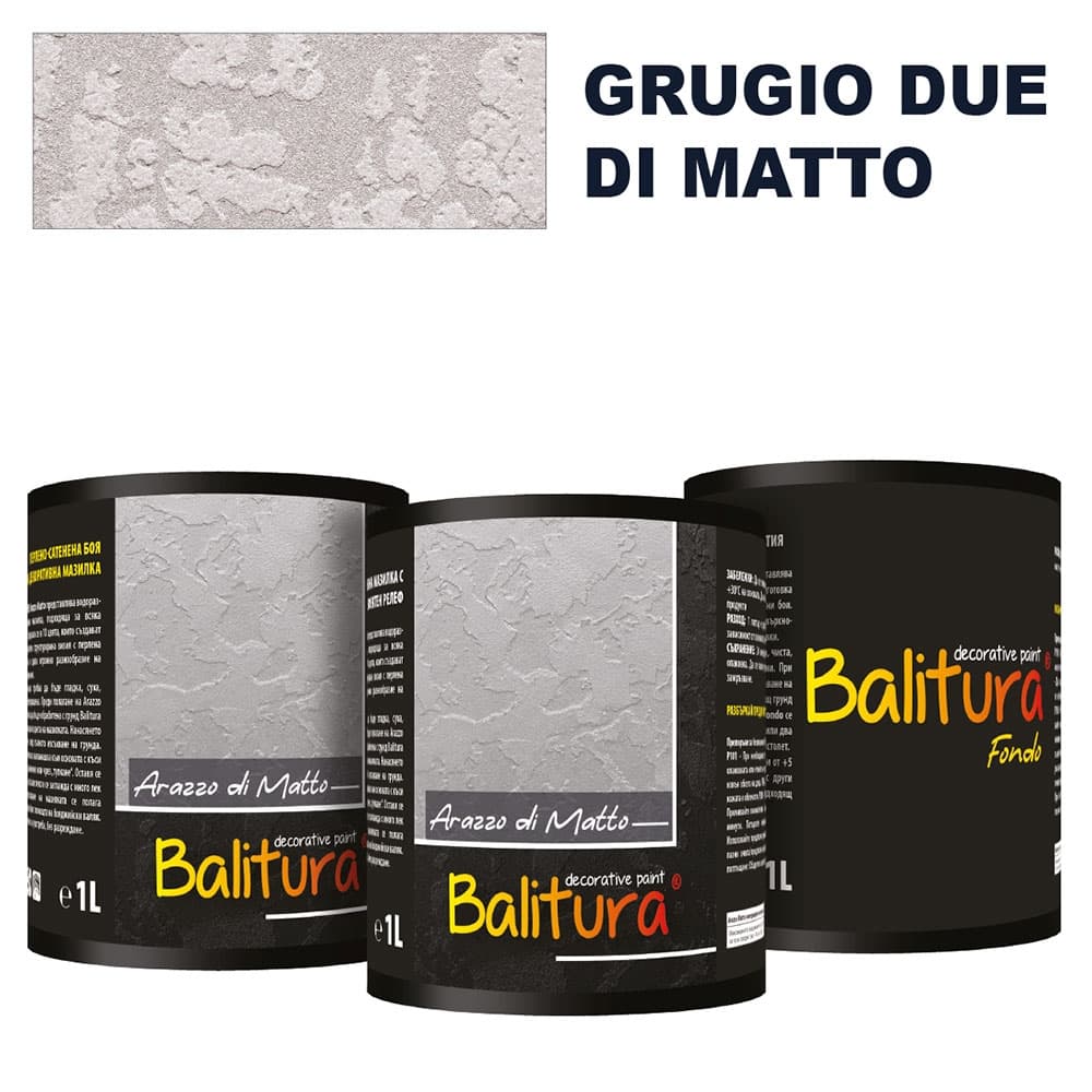 Mатова мазилка с релеф Balitura Arazzo Matto Grigio Due + грунд 4кг